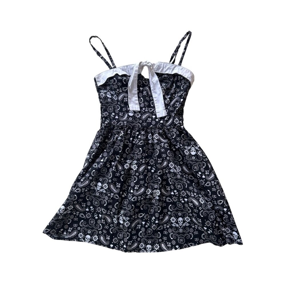 Hell Bunny Skulls Goth Bandana Mini Dress Hot Topic Women's Size S Black White